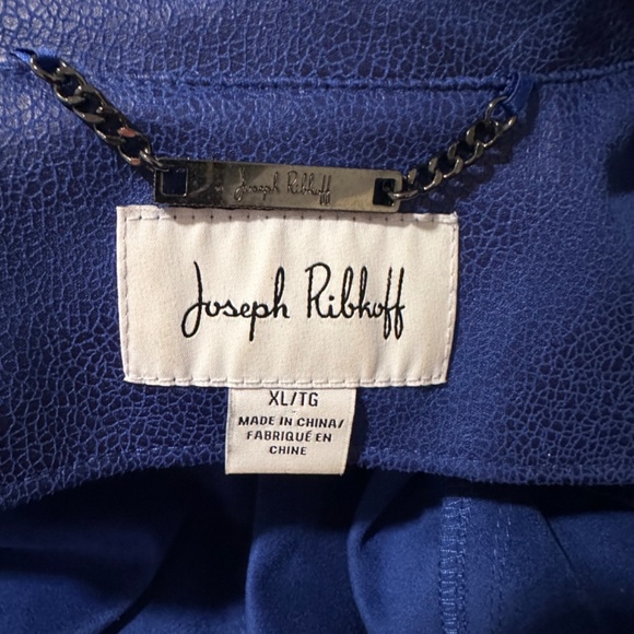 Joseph ribkoff royal blue faux leather jacket - Picture 4 of 8